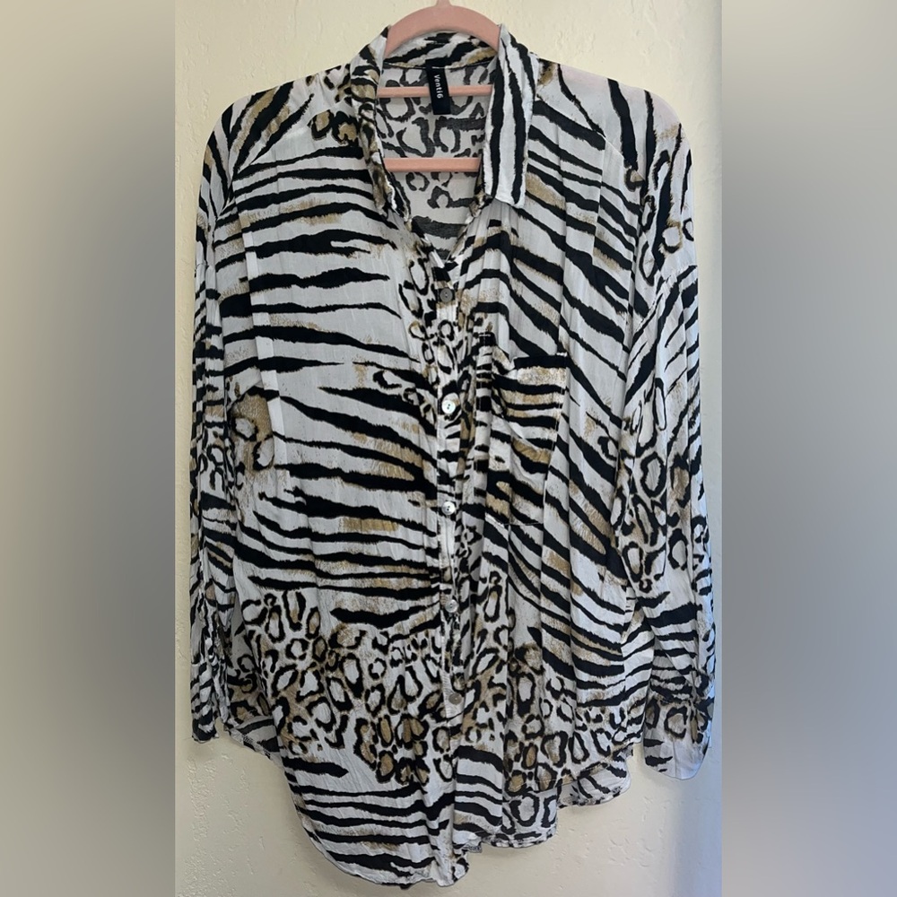 Venti6 button down animal print shirt